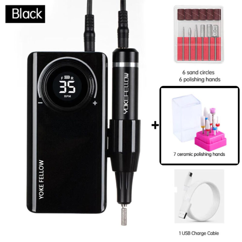 Portable Electric Nail Drill Machine - Electric Nail File 35000 RPM Rechargeable